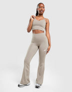 Logo U-Seam Flared Leggings